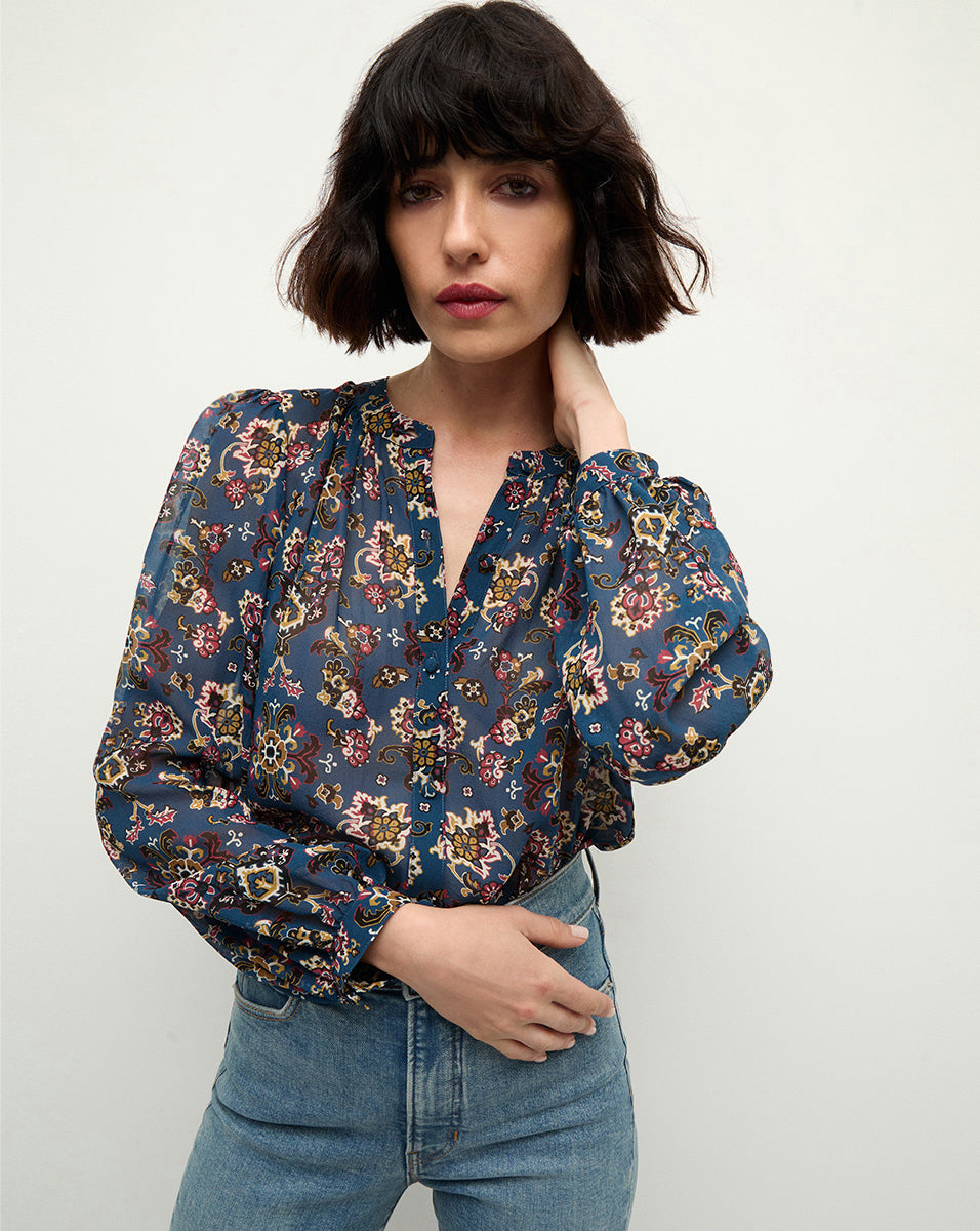 Chemisier En Soie Veronica Beard – Imprimé Floral Ivoire – Taille 6 – Neuf Avec étiquettes – Style Avec Nœud