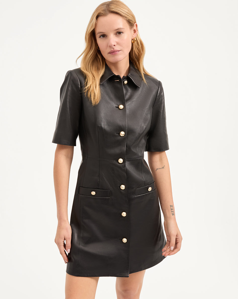 Paige Leather Dress in Black Veronica Beard Canada Paige Leather Dress in Black Veronica Beard Canada