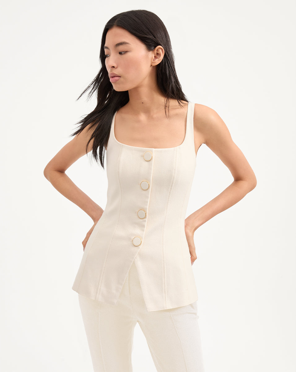 Liana Button-Up Vest Top in Ecru – Veronica Beard Canada
