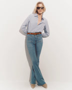 Veronica Beard Beverly Patch-Pocket Skinny-Flare Jean - Silverwood Blue