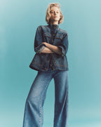 Veronica Beard Kasey Wide-Leg Jean - Bright Lakeshore