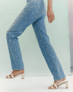Jean droit serti de strass Dylan