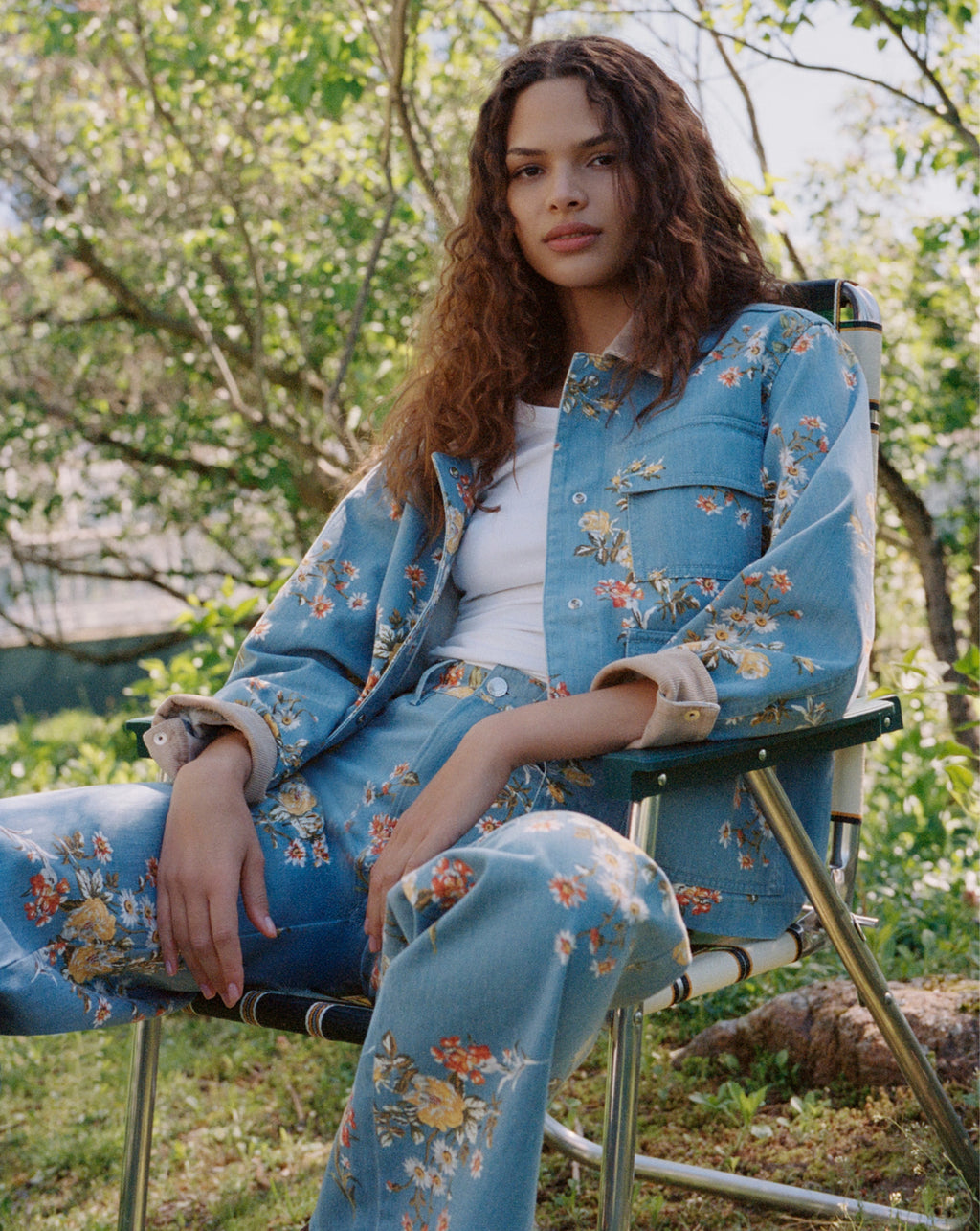 Veste en denim fleuri Leighton