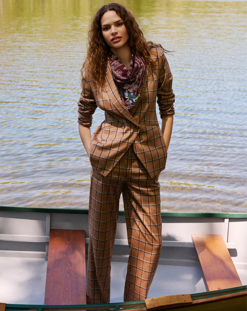 Tonelli Plaid Wide-Leg Pant