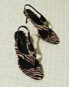 Talon Calf Hair Slingback Sandal