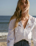 Veronica Beard Suniva Embroidered Shirt - White