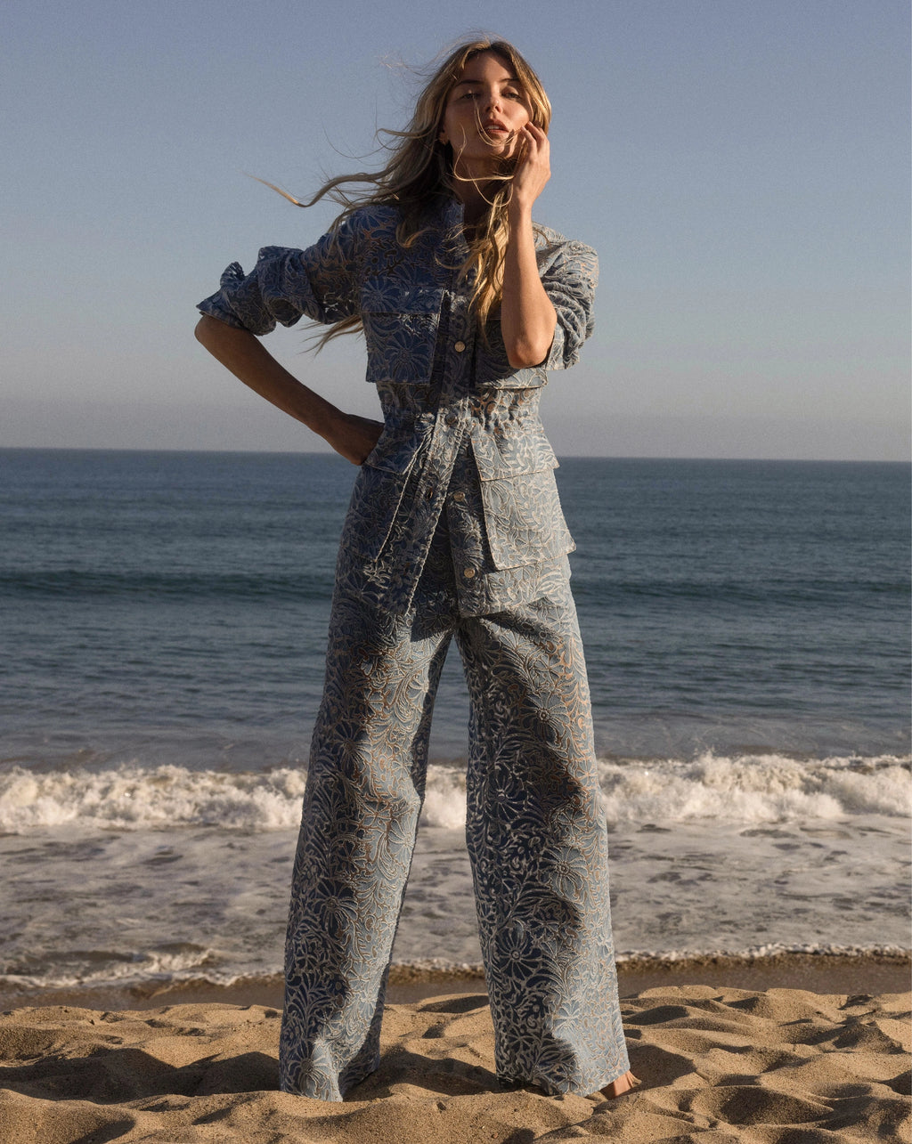 Veronica Beard Lane Burnout Denim Jacket - Lakeshore
