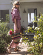 Veronica Beard Raffia Anchor Basket Tote - Berry Multi