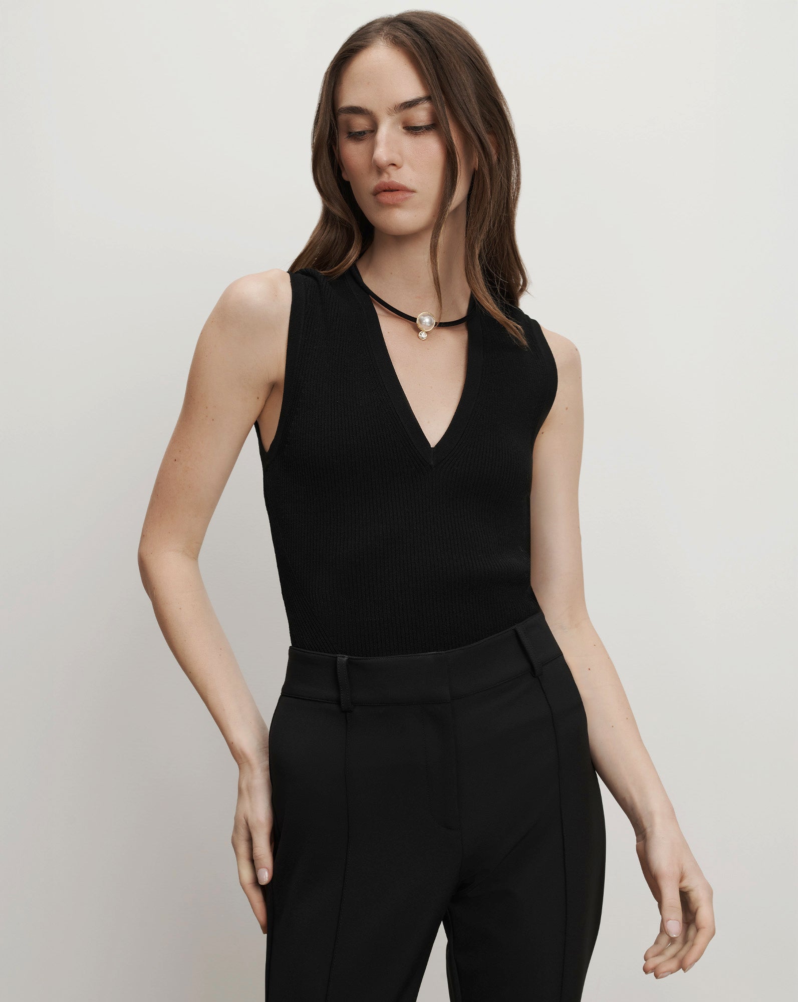 Veronica Beard Sid Knit Tank Top - Black