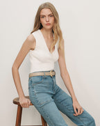Veronica Beard Sid Knit Tank Top - Off-White
