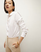 Veronica Beard Libby Poplin Button-Down Shirt - White