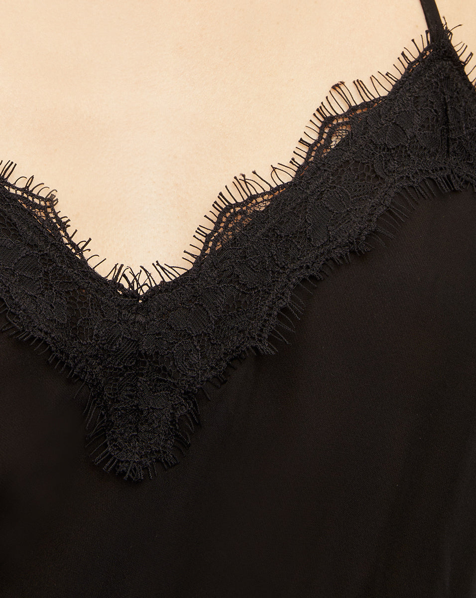 Veronica Beard Ciarlo Lace-Trim Top - Black
