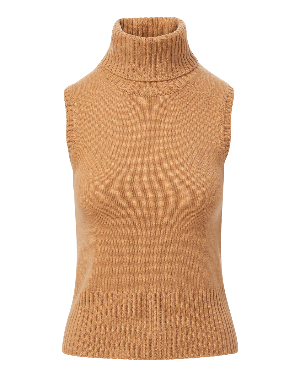 Veronica Beard Mazzy Cashmere Sleeveless Sweater - Camel