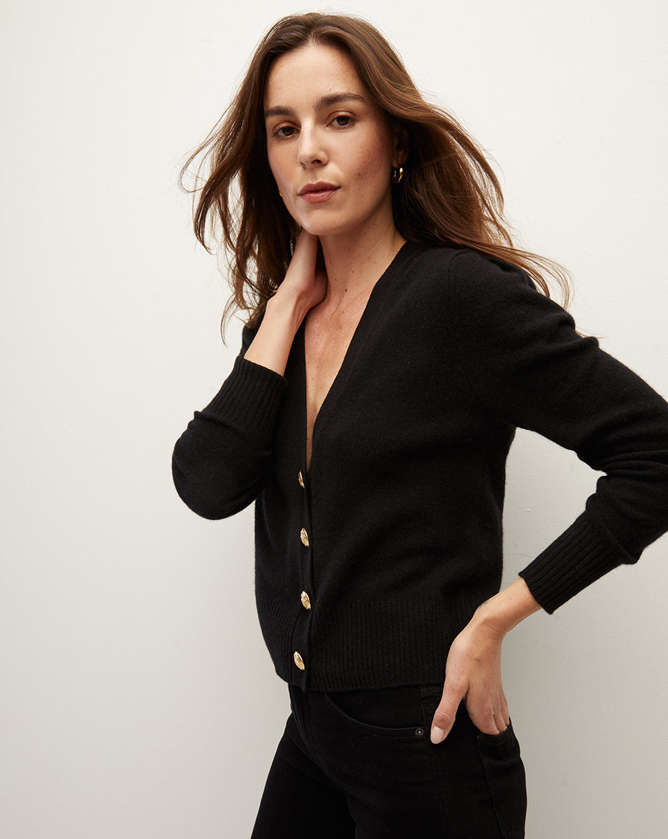 Veronica Beard Solene Cashmere Cardigan - Black