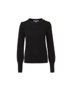 Veronica Beard Nelia Cashmere Pullover | Button Accent - Black