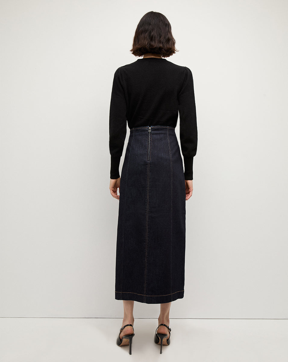Veronica Beard Nelia Cashmere Pullover | Button Accent - Black