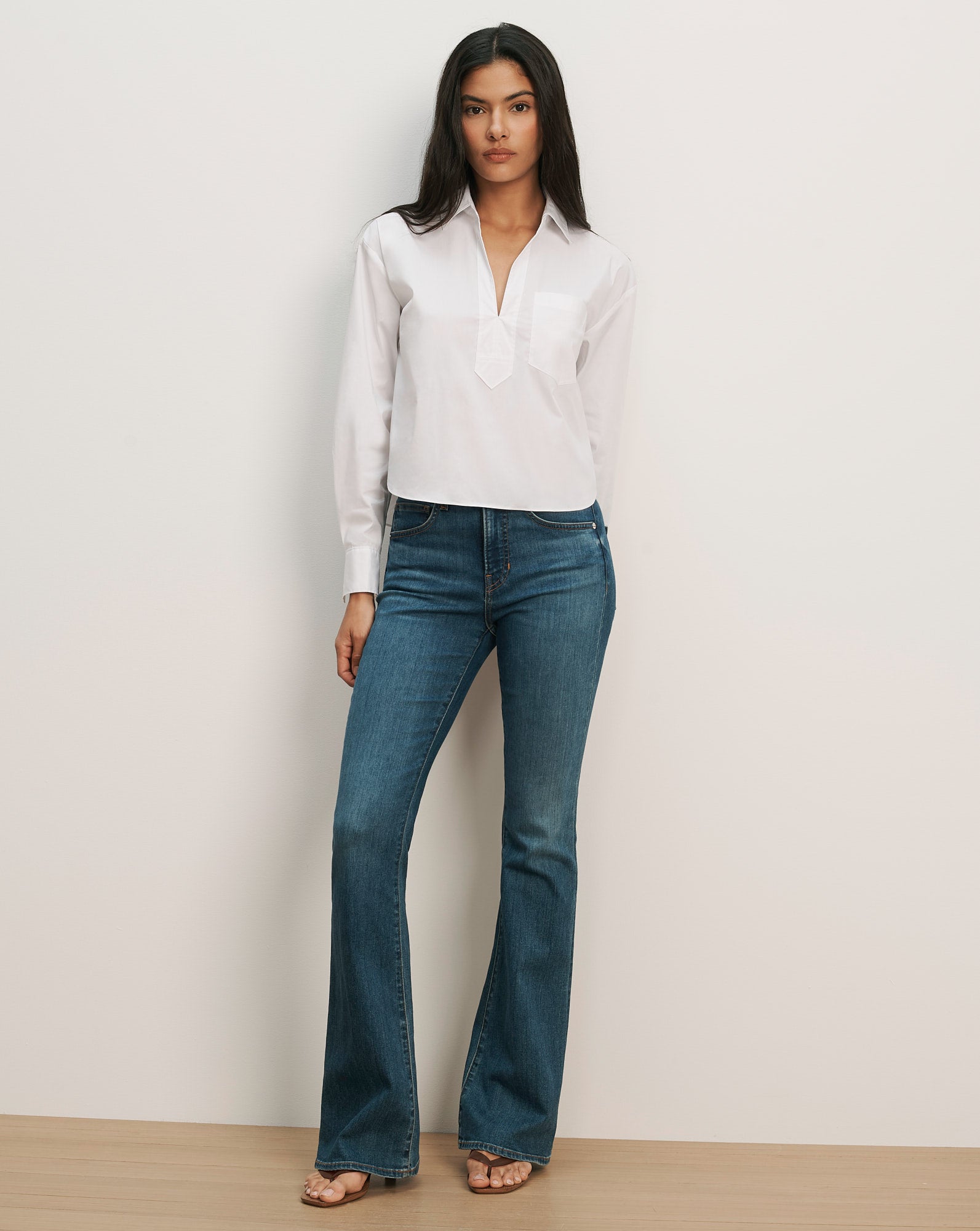 Veronica Beard Khai Poplin Top - White
