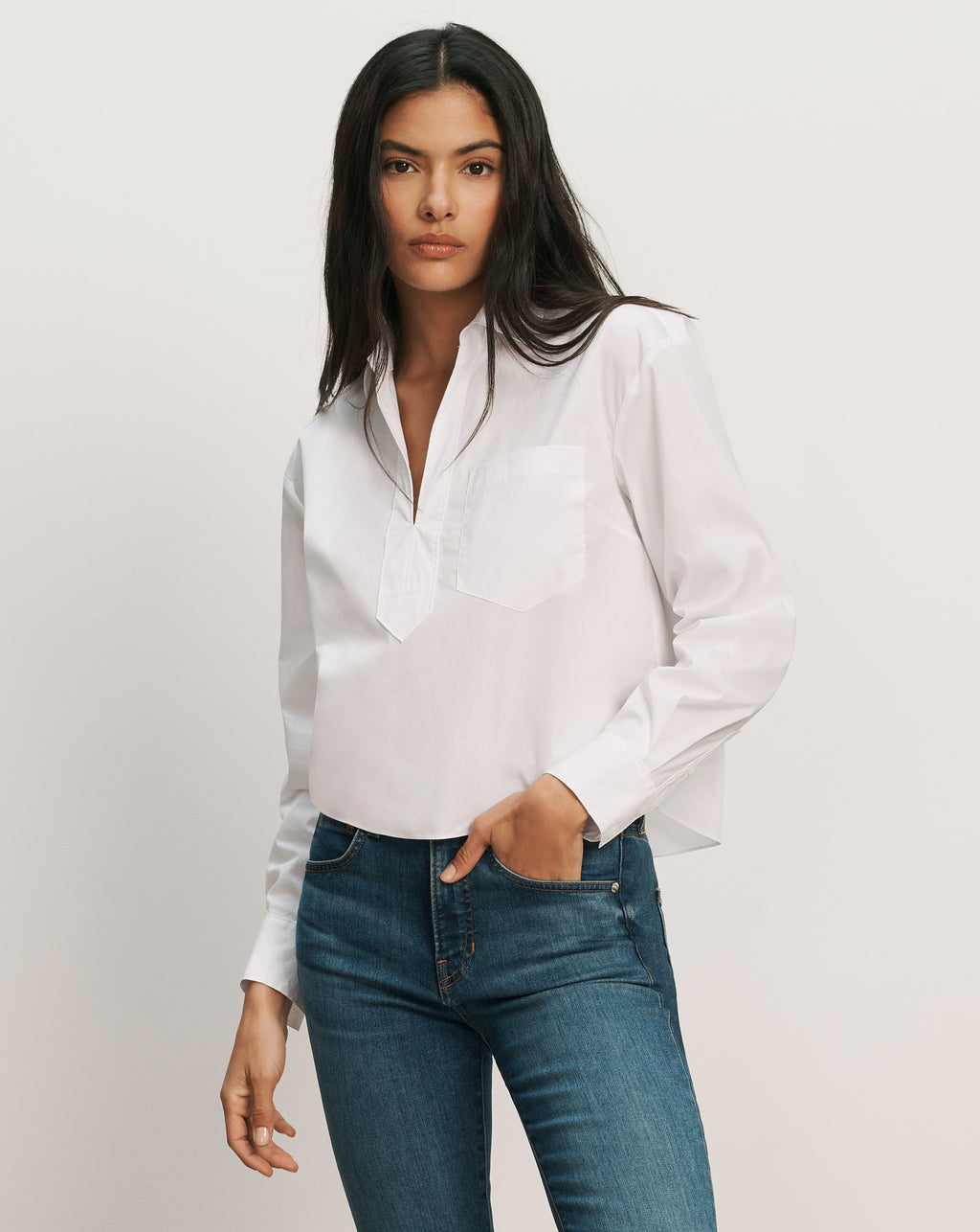 Veronica Beard Khai Poplin Top - White