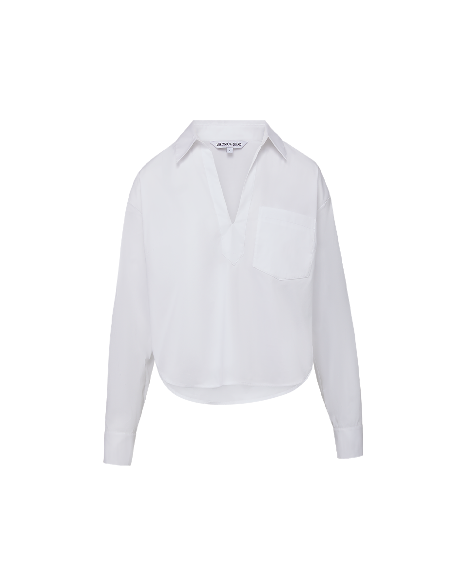 Veronica Beard Khai Poplin Top - White