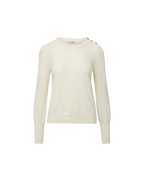 Veronica Beard Nelia Cashmere Pullover | Button Accent - Ivory