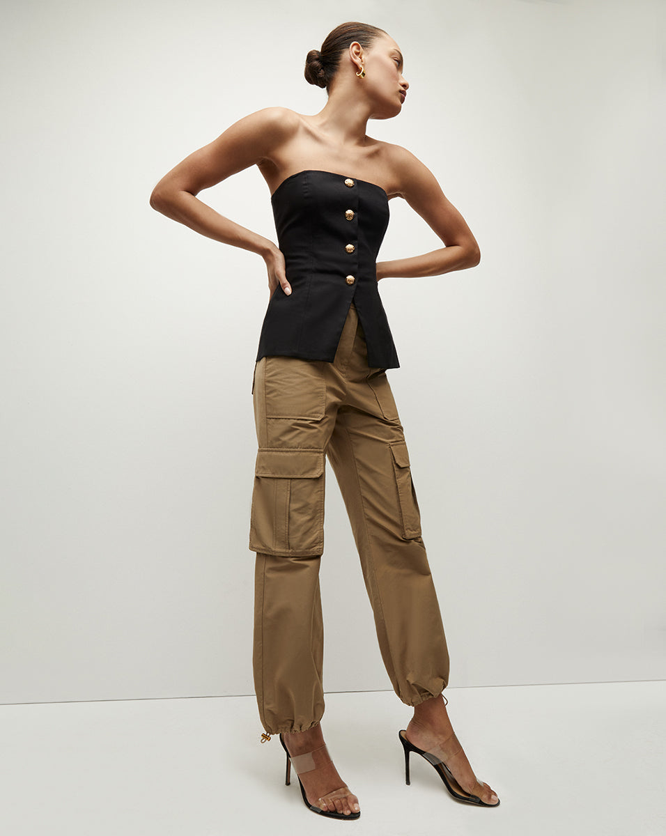 Veronica Beard Forman Bustier Top - Black