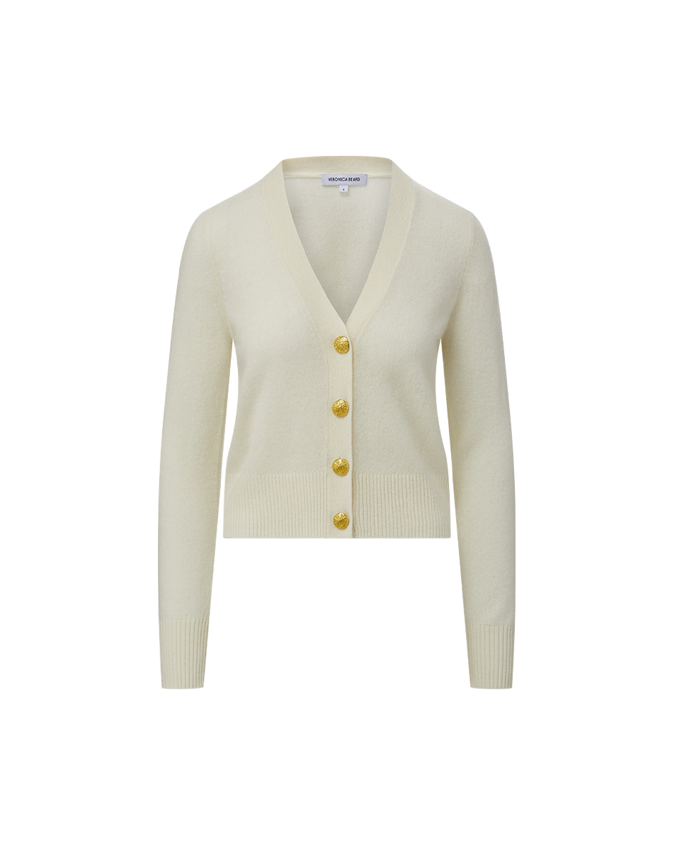 Veronica Beard Solene Cashmere Cardigan Ivory