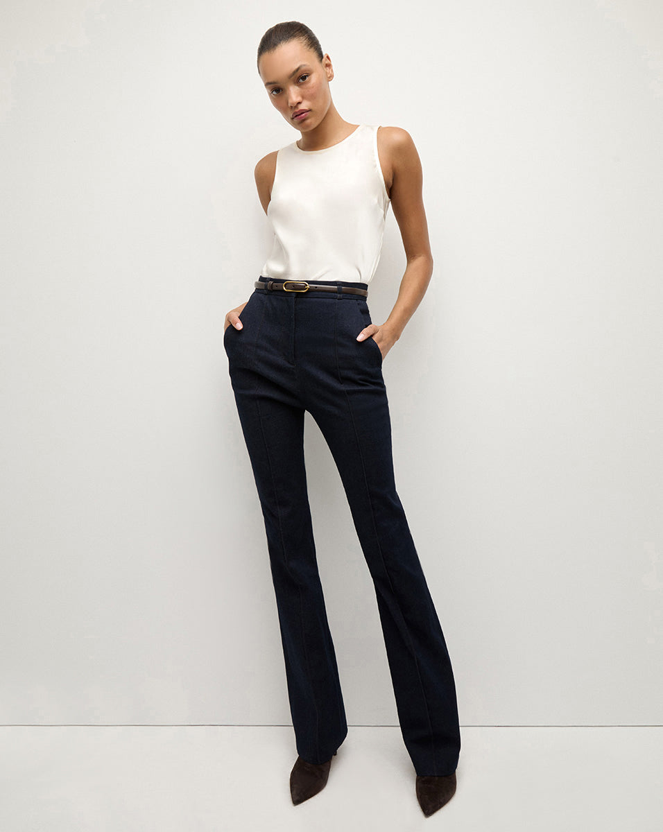 Veronica Beard Gracie Belted Denim Pant - Midnight Wash