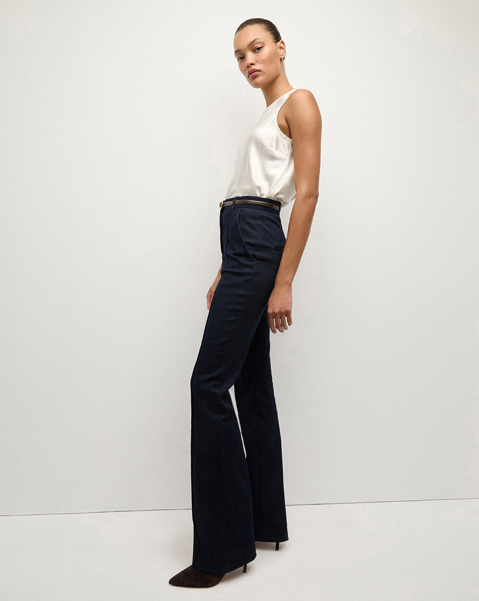 Veronica Beard Gracie Belted Denim Pant - Midnight Wash