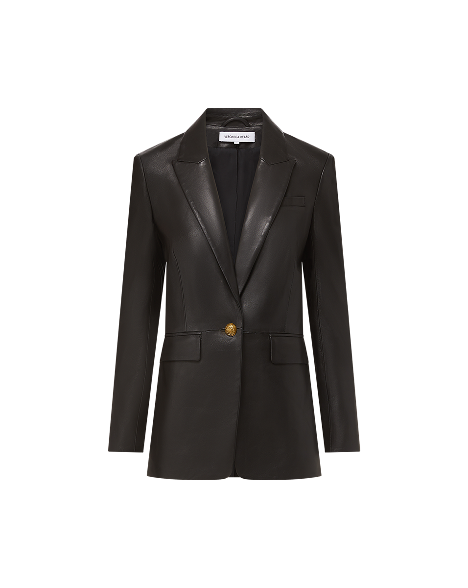 Veronica Beard Vega Leather Dickey Jacket - Black