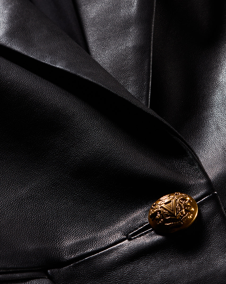 Veronica Beard Vega Leather Dickey Jacket - Black