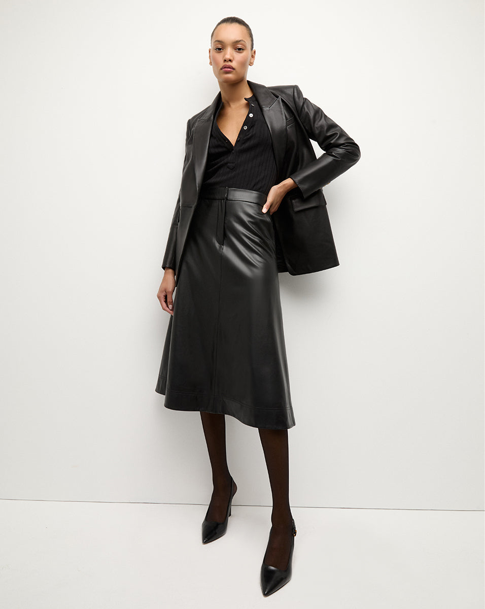 Veronica Beard Louise Vegan Leather Skirt - Black