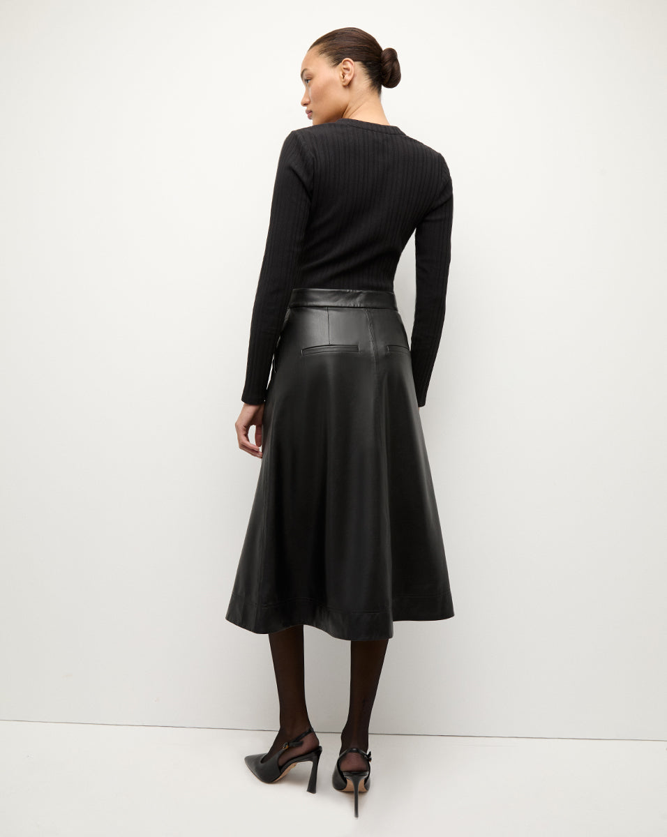 Veronica Beard Louise Vegan Leather Skirt - Black