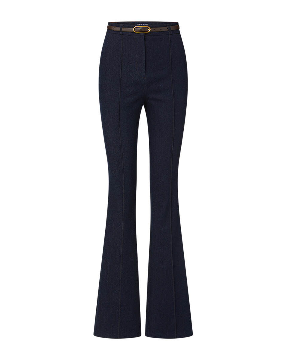 Veronica Beard Gracie Belted Denim Pant - Midnight Wash