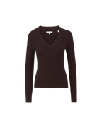 Veronica Beard Coleta V-Neck Cashmere Sweater - Dark Chocolate