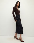 Veronica Beard Coleta V-Neck Cashmere Sweater - Dark Chocolate