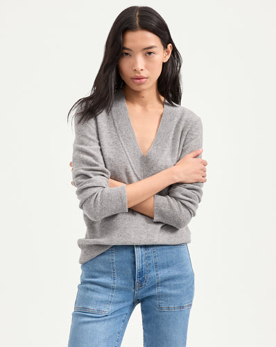 Veronica Beard Coleta Cashmere Sweater - Heather Grey