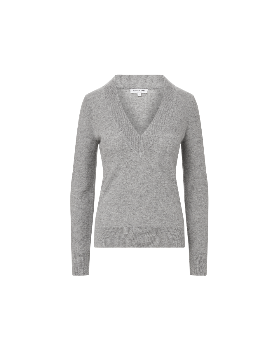 Veronica Beard Coleta Cashmere Sweater - Heather Grey