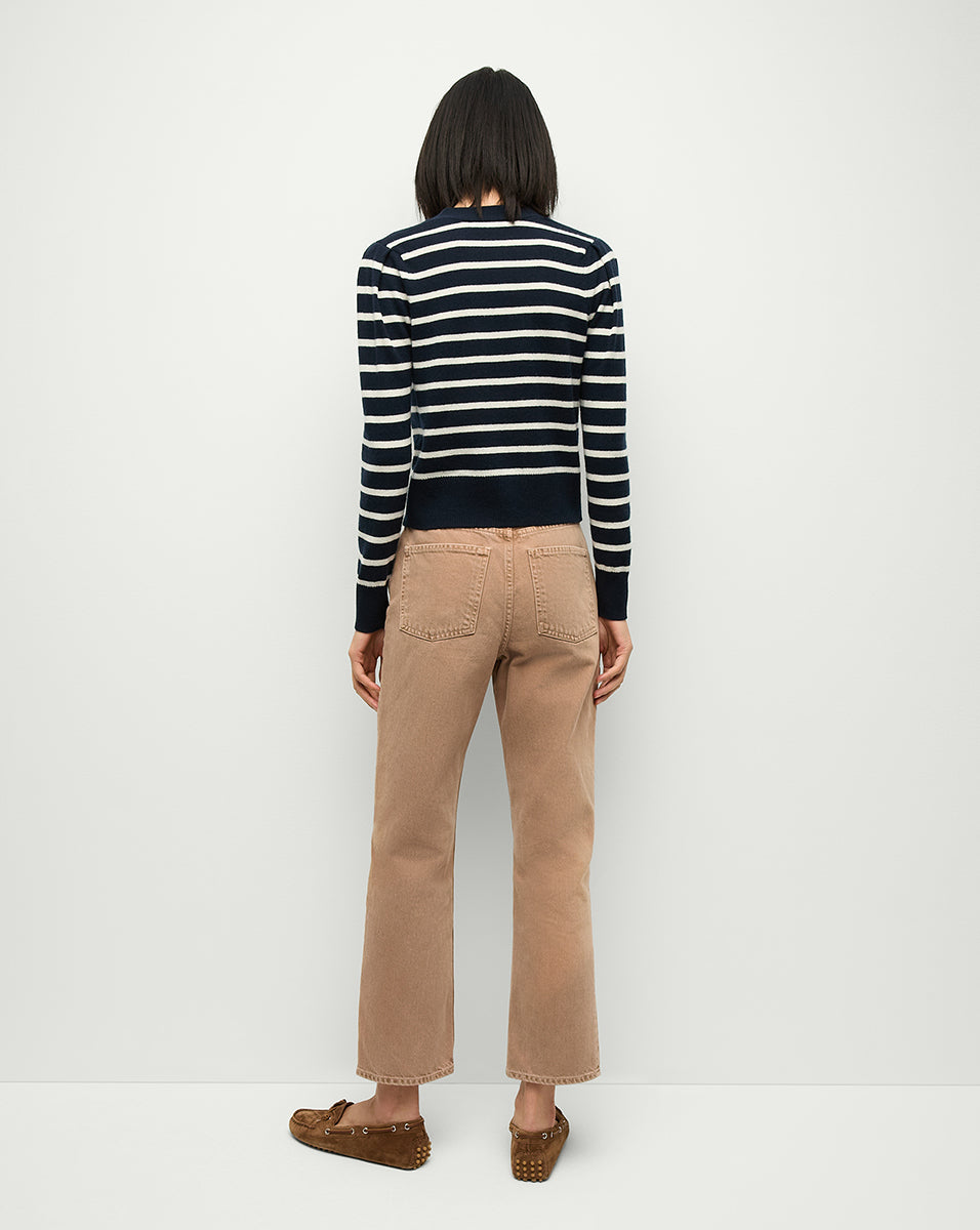 Veronica Beard Solene Striped Cashmere Cardigan - Navy/Ivory