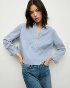 Veronica Beard Khai Striped Shirt - Blue/White Stripe