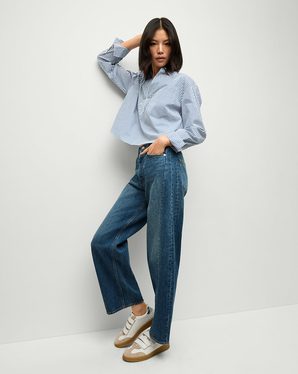 Veronica Beard Khai Striped Shirt - Blue/White Stripe