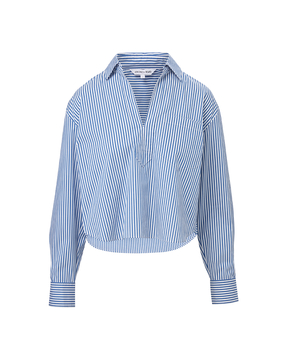 Veronica Beard Khai Striped Shirt - Blue/White Stripe