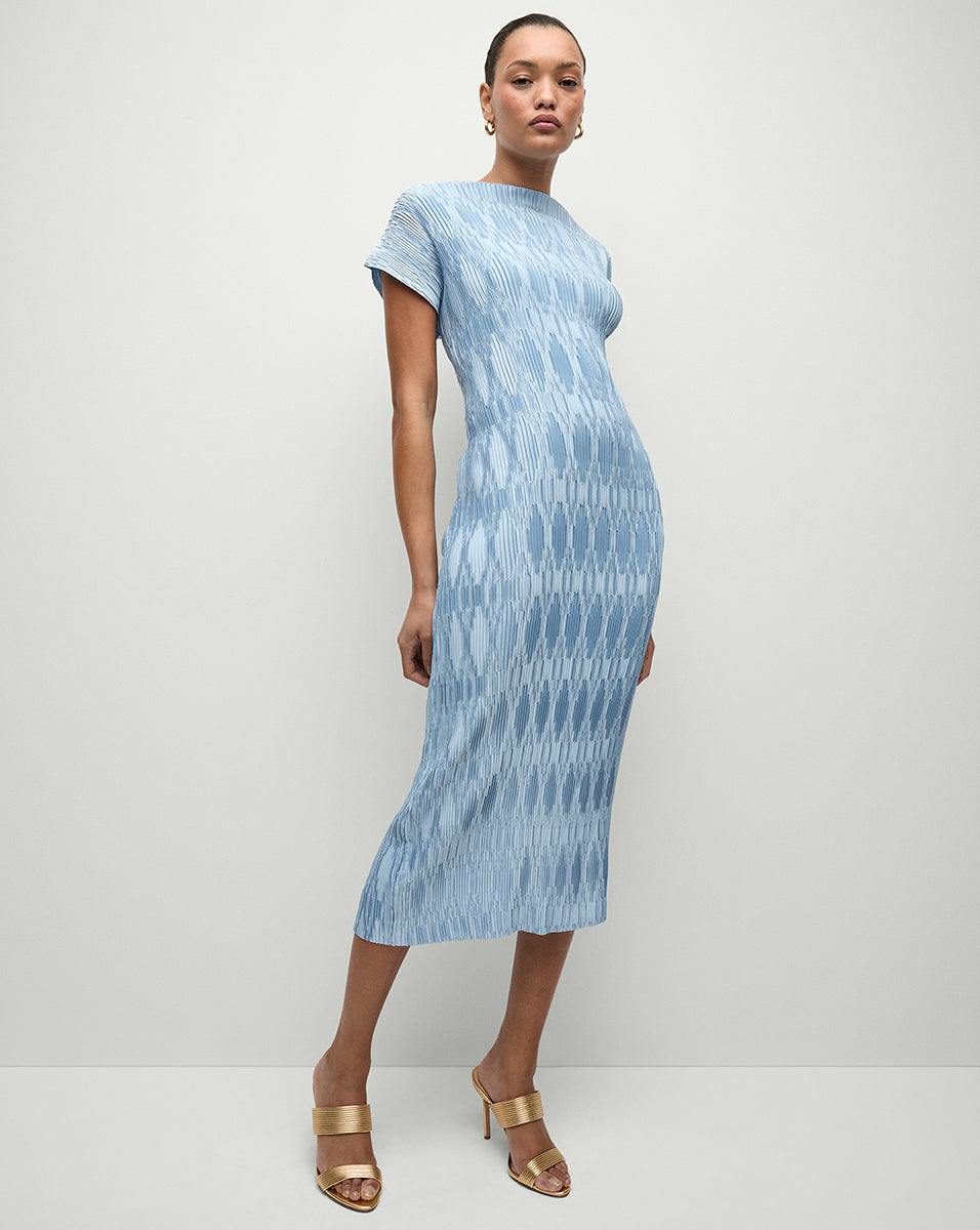 Veronica Beard Gramercy Pleated Dress - Blue Sky