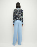 Veronica Beard Maia Floral Silk Double-Collar Shirt - Navy Multi
