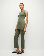 Veronica Beard Semma Rib-Knit Tank - Stone Army