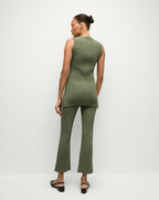 Veronica Beard Semma Rib-Knit Tank - Stone Army