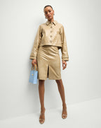 Veronica Beard Kian Coated Leather Jacket - Khaki