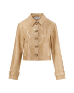 Veronica Beard Kian Coated Leather Jacket Khaki