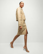 Veronica Beard Kian Coated Leather Jacket - Khaki