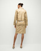 Veronica Beard Kian Coated Leather Jacket - Khaki