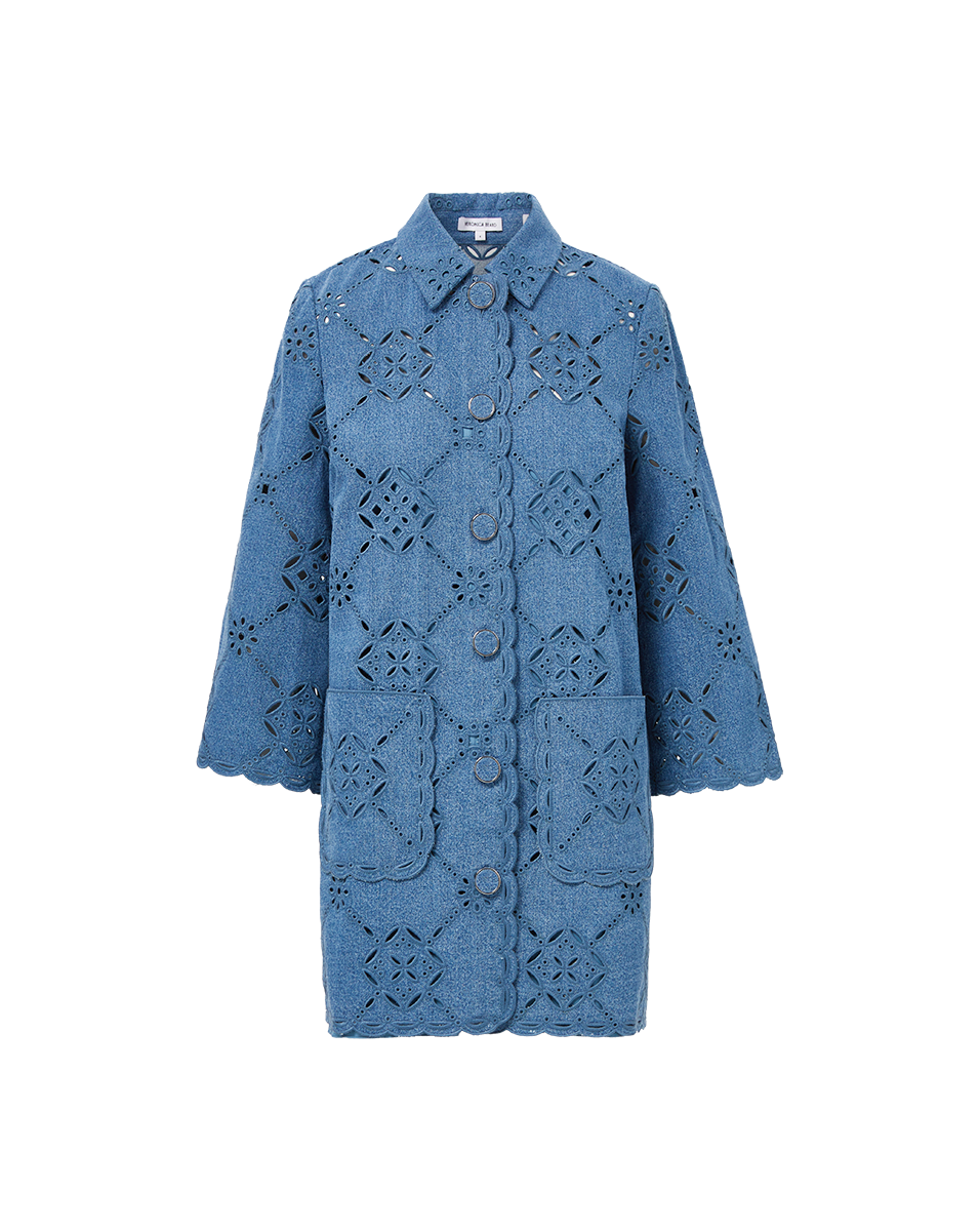 Veronica Beard Erilyn Eyelet Shirtdress - Sea Glare